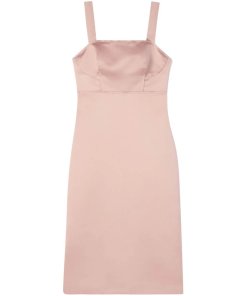 St. John Duchess Satin Sleeveless Midi Dress