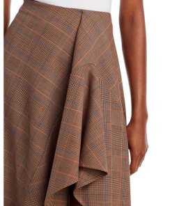 A.L.C. Navy Checked Asymmetric Midi Skirt