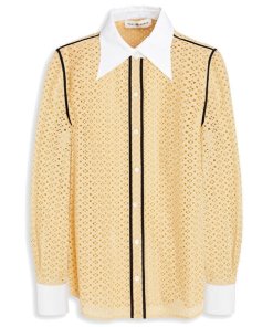 Tory Burch Poplin-Trimmed Broderie Anglaise Cotton Shirt