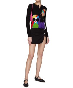 Alice + Olivia Ruthy Stace Face Wool Button-Up Cardigan