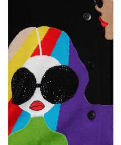 Alice + Olivia Ruthy Stace Face Wool Button-Up Cardigan