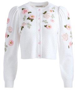 Alice + Olivia Kitty Floral Embroidered Cardigan