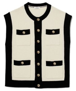 Sandro Lunea Oversized Two-Tone Sweater Vest