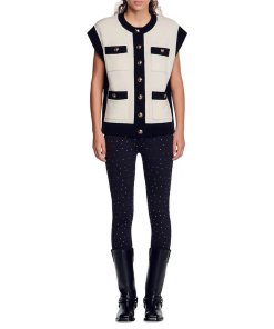 Sandro Lunea Oversized Two-Tone Sweater Vest