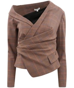 A.L.C. Skyla Checked Asymmetrical Wrap Top