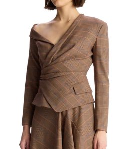 A.L.C. Skyla Checked Asymmetrical Wrap Top