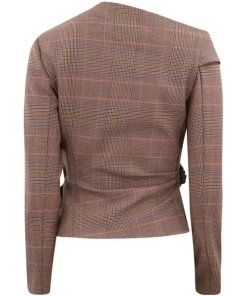 A.L.C. Skyla Checked Asymmetrical Wrap Top