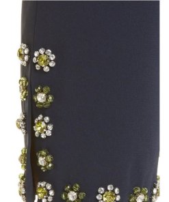 Cinq à Sept Beaded Rhinestone Floral Crop Pants