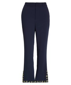 Cinq à Sept Beaded Rhinestone Floral Crop Pants