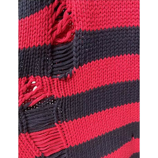 R13 Grunge Shredded Striped Crewneck Sweater