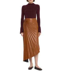 A.L.C. Tracy Pleated Vegan Leather Asymmetric Skirt