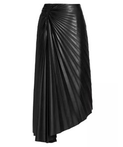 A.L.C. Tracy Pleated Vegan Leather Asymmetric Skirt