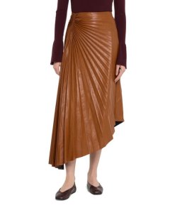 A.L.C. Tracy Pleated Vegan Leather Asymmetric Skirt