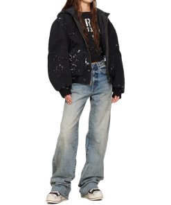 R13 Paint Splatter Cropped Crewneck Sweatshirt