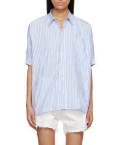 R13 Stripe Oversize Boxy Button-Up Shirt