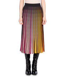 Kenzo multicolor striped rib knit midi skirt