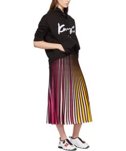 Kenzo multicolor striped rib knit midi skirt