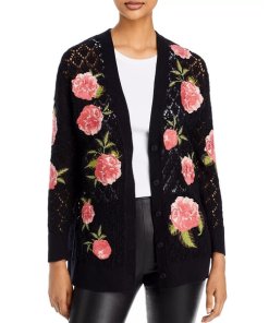 Alice + Olivia Bradford Floral Embroidered Grandpa Cardigan