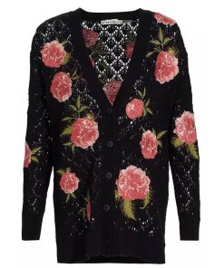 Alice + Olivia Bradford Floral Embroidered Grandpa Cardigan