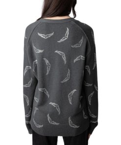 Zadig & Voltaire Mirka Wings Rhinestone Embellished Cashmere Cardigan