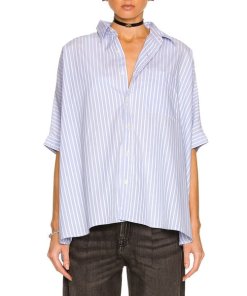 R13 Stripe Oversize Boxy Button-Up Shirt