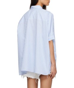 R13 Stripe Oversize Boxy Button-Up Shirt