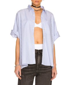 R13 Stripe Oversize Boxy Button-Up Shirt