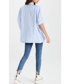 R13 Stripe Oversize Boxy Button-Up Shirt