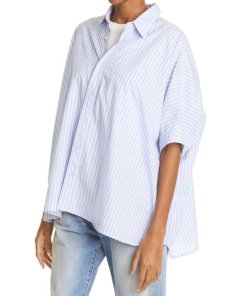 R13 Stripe Oversize Boxy Button-Up Shirt