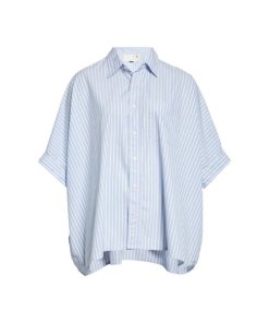 R13 Stripe Oversize Boxy Button-Up Shirt