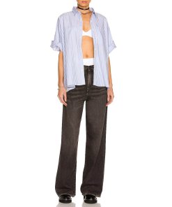 R13 Stripe Oversize Boxy Button-Up Shirt