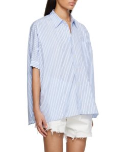 R13 Stripe Oversize Boxy Button-Up Shirt
