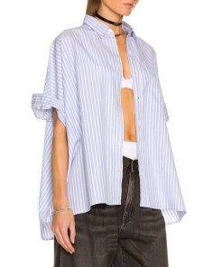 R13 Stripe Oversize Boxy Button-Up Shirt