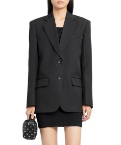 Alexander Wang Embroidered Logo Single-Breasted Wool Blazer