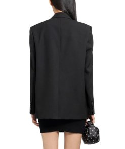 Alexander Wang Embroidered Logo Single-Breasted Wool Blazer