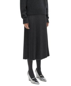 Theory Pleated Flannel Combo Midi Skirt