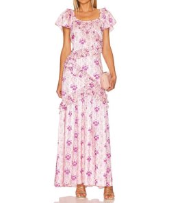 LoveShackFancy Kenya Square-Neck Ruffle Maxi Dress  evaChic