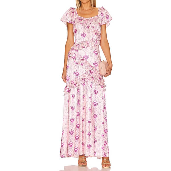 chinese dress ladies Carwen Cotton Mixed Print Maxi Dress Pink Bliss / 0 main image 1