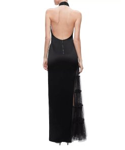 alice olivia rayni satin halter midi dress Alice And Olivia Rayni Womens Satin Midi Halter Dress In Black