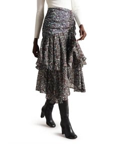 Ted Baker Chloei Ruched Waterfall Chiffon Midi Skirt