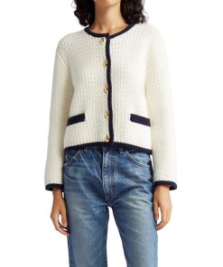 Nili Lotan Perah Contrast-Trim Wool Cardigan