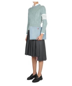Thom Browne Irish Pointelle Cable 4-Bar Merino Sweater
