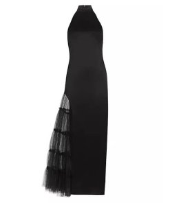 Alice + Olivia Ryn Slit Tulle Panel Maxi Dress  evaChic