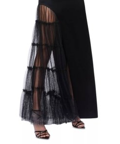 Alice + Olivia Ryn Slit Tulle Panel Maxi Dress