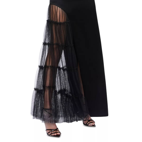 Alice + Olivia Ryn Slit Tulle Panel Maxi Dress  evaChic