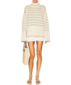 2023121703 Toteme Signature Stripe Turtleneck Wool-Blend Sweater