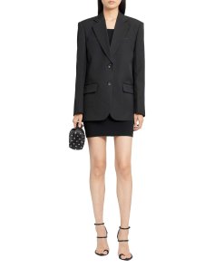 Alexander Wang Embroidered Logo Single-Breasted Wool Blazer