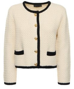 Nili Lotan Perah Contrast-Trim Wool Cardigan