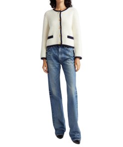 Nili Lotan Perah Contrast-Trim Wool Cardigan