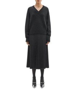 Theory Pleated Flannel Combo Midi Skirt